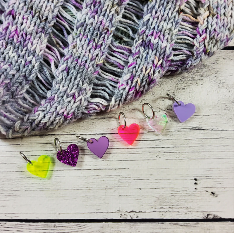 Acrylic Heart Stitch Markers