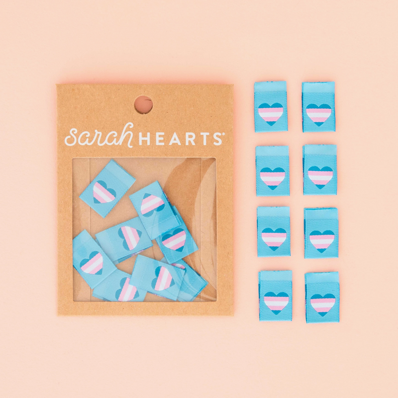 Trans Flag Heart Label